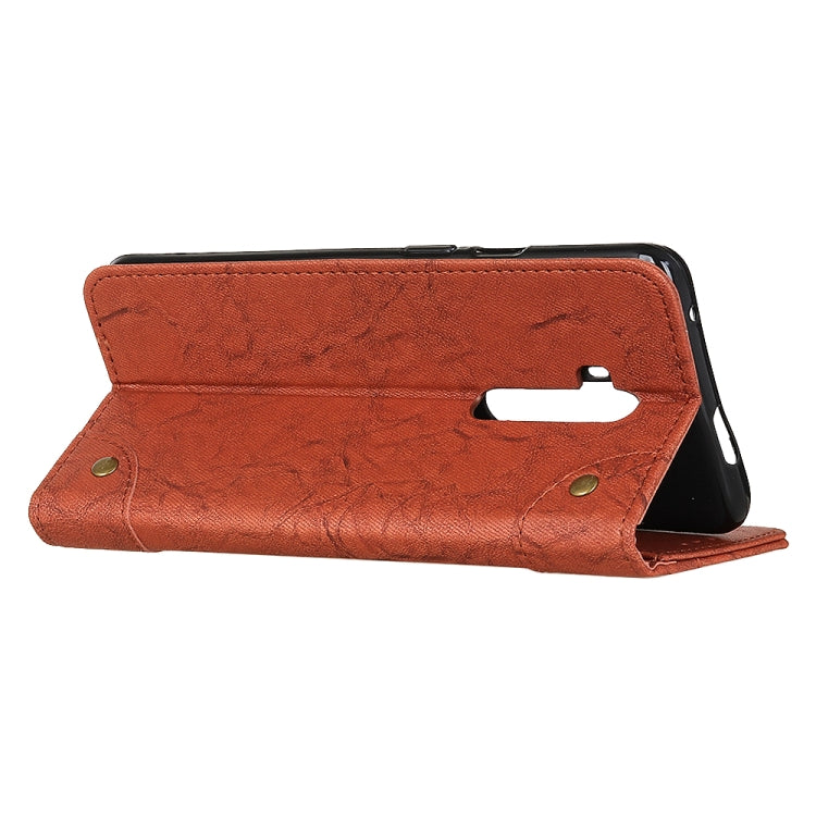 For Oneplus 7T Pro Copper Buckle Retro Crazy Horse Texture Horizontal Flip Leather Case with Holder & Card Slots & Wallet