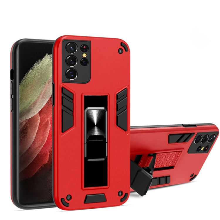 For Samsung Galaxy S21 Ultra 5G 2 in 1 PC + TPU Shockproof Protective Case with Invisible Holder