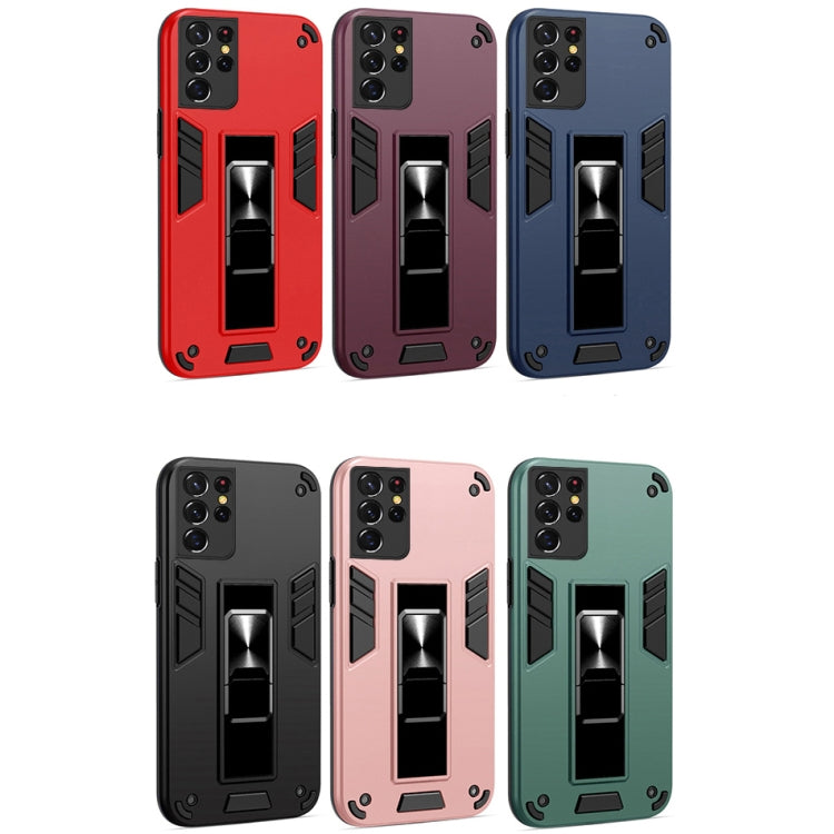 For Samsung Galaxy S21 Ultra 5G 2 in 1 PC + TPU Shockproof Protective Case with Invisible Holder