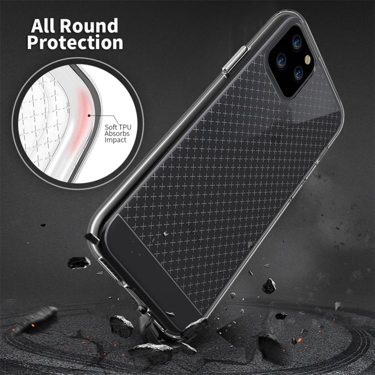 For iPhone 11 Micro Cross Texture Transparent Plating Protective Case