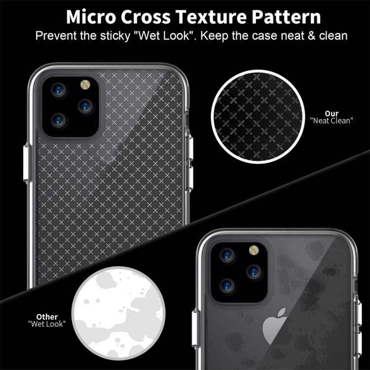 For iPhone 11 Micro Cross Texture Transparent Plating Protective Case