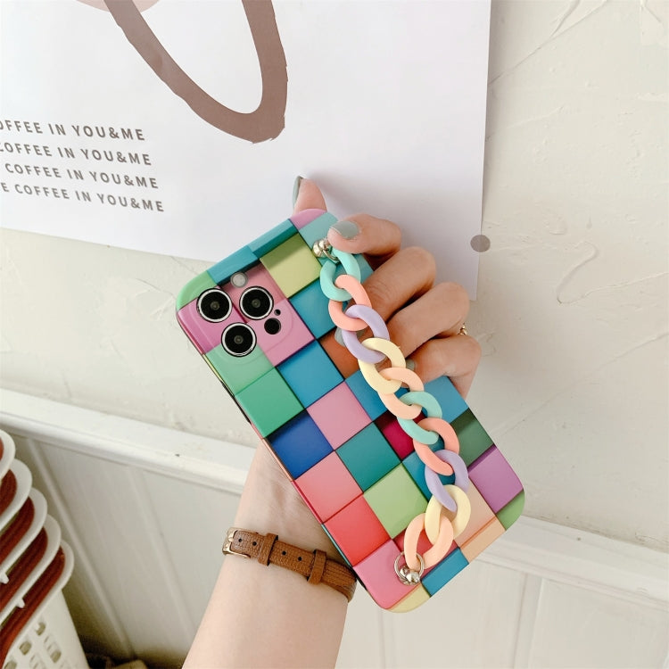 For iPhone 11 3D Square Protective Case with Rainbow Bracelet