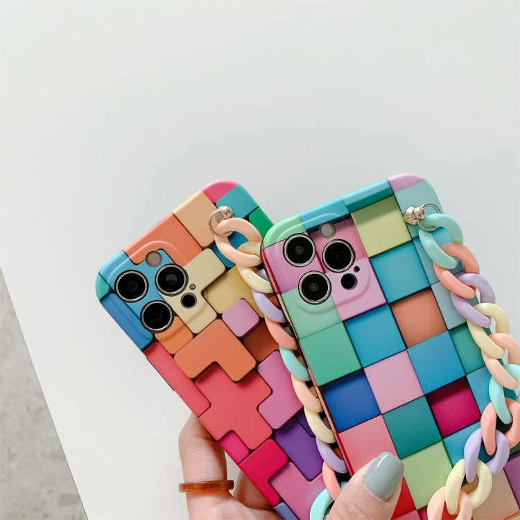 For iPhone 11 3D Square Protective Case with Rainbow Bracelet