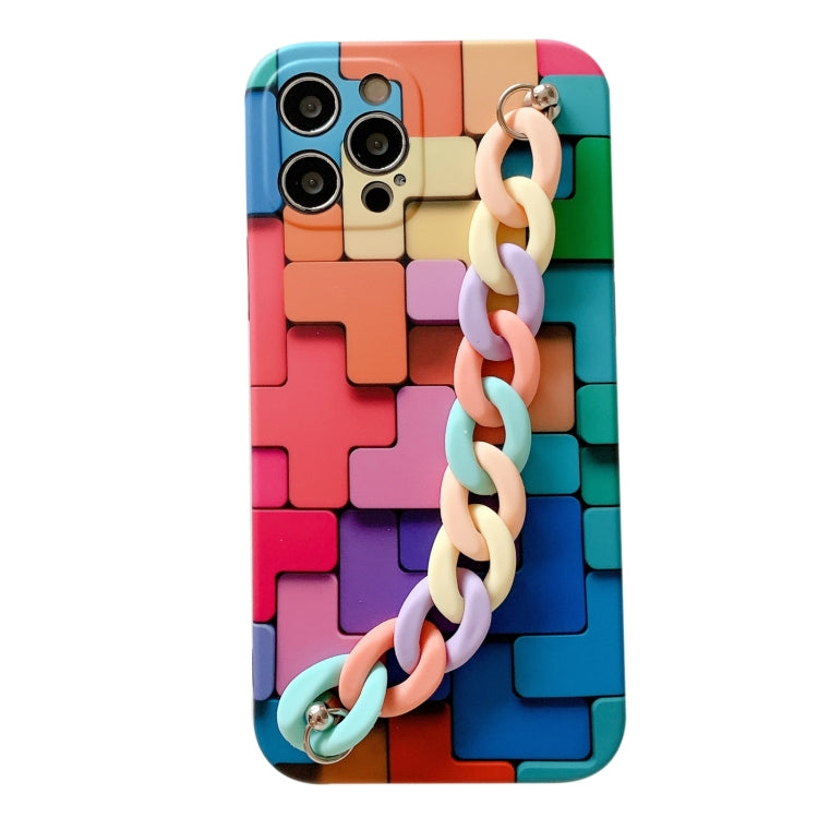 For iPhone 12 3D Square Protective Case with Rainbow Bracelet