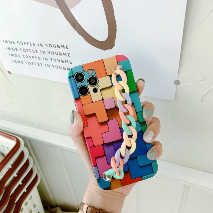 For iPhone 12 3D Square Protective Case with Rainbow Bracelet