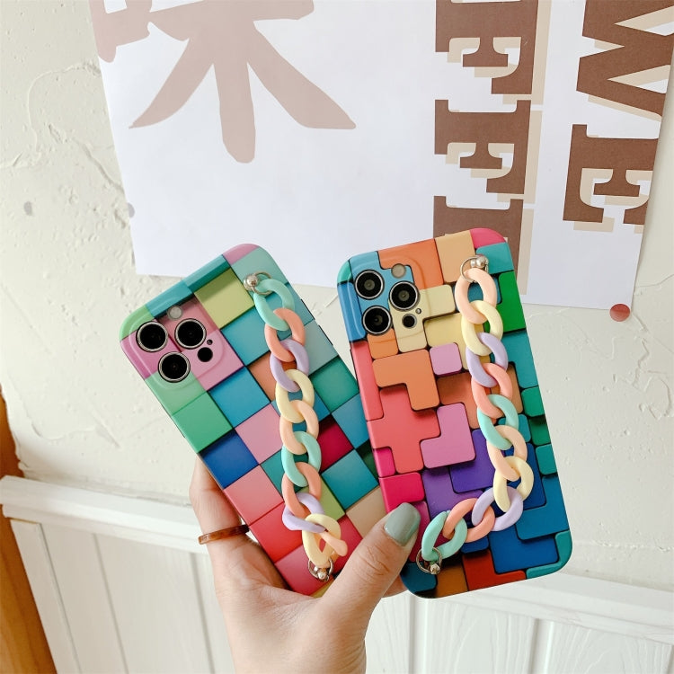 For iPhone 12 3D Square Protective Case with Rainbow Bracelet