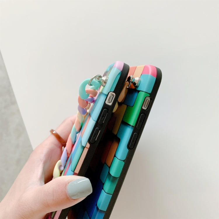 For iPhone 12 Pro 3D Square Protective Case with Rainbow Bracelet