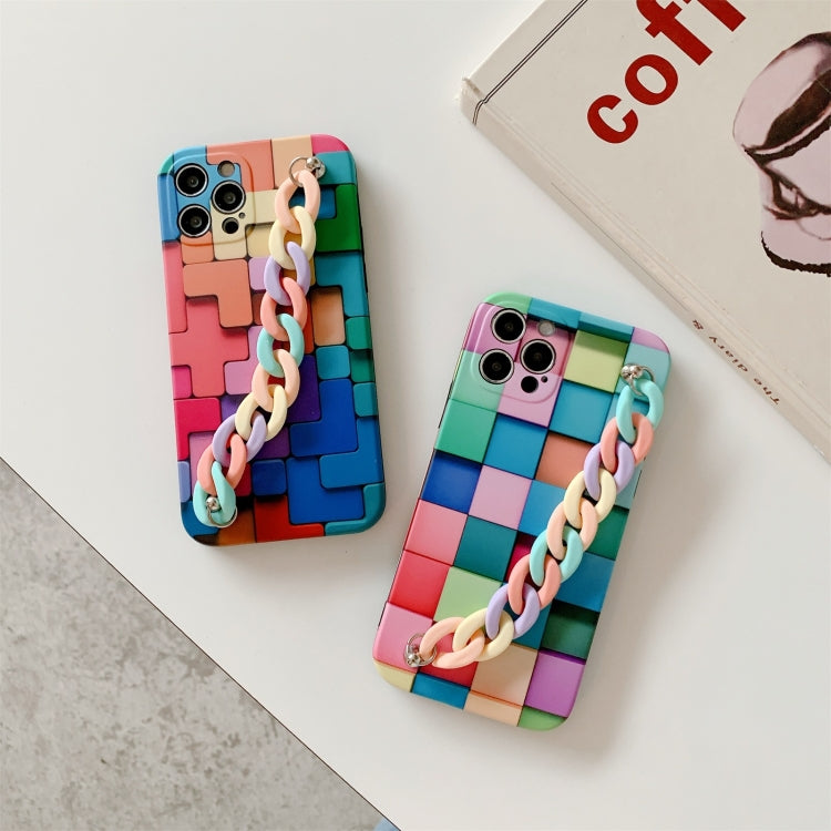 For iPhone 12 Pro 3D Square Protective Case with Rainbow Bracelet