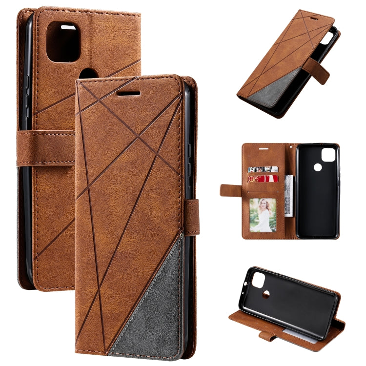 For Motorola Moto G9 Power Skin Feel Splicing Horizontal Flip Leather Case with Holder & Card Slots & Wallet & Photo Frame