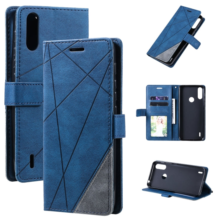 For Motorola Moto E7 Power Skin Feel Splicing Horizontal Flip Leather Case with Holder & Card Slots & Wallet & Photo Frame