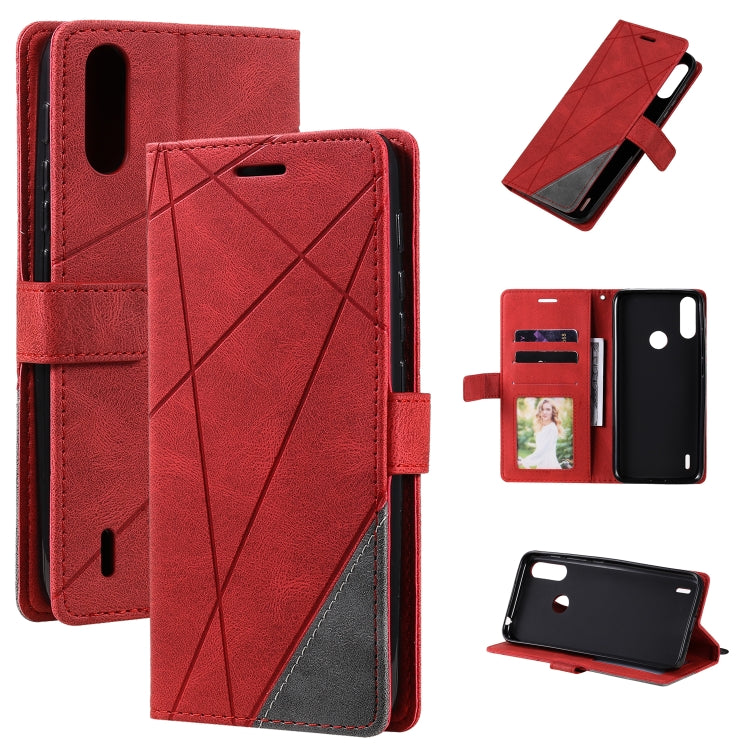For Motorola Moto E7 Power Skin Feel Splicing Horizontal Flip Leather Case with Holder & Card Slots & Wallet & Photo Frame