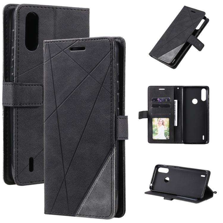 For Motorola Moto E7 Power Skin Feel Splicing Horizontal Flip Leather Case with Holder & Card Slots & Wallet & Photo Frame