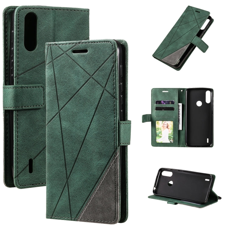 For Motorola Moto E7 Power Skin Feel Splicing Horizontal Flip Leather Case with Holder & Card Slots & Wallet & Photo Frame