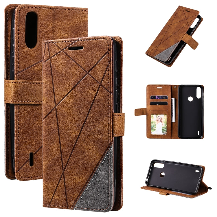For Motorola Moto E7 Power Skin Feel Splicing Horizontal Flip Leather Case with Holder & Card Slots & Wallet & Photo Frame