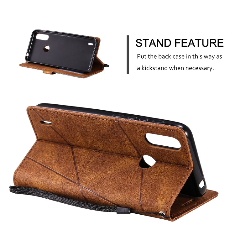 For Motorola Moto E7 Power Skin Feel Splicing Horizontal Flip Leather Case with Holder & Card Slots & Wallet & Photo Frame