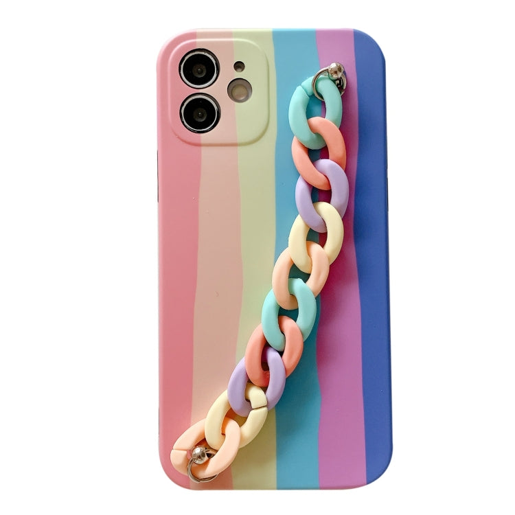 For iPhone 11 Rainbow Shockproof Protective Case with Rainbow Bracelet