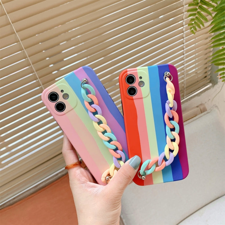 For iPhone 11 Rainbow Shockproof Protective Case with Rainbow Bracelet