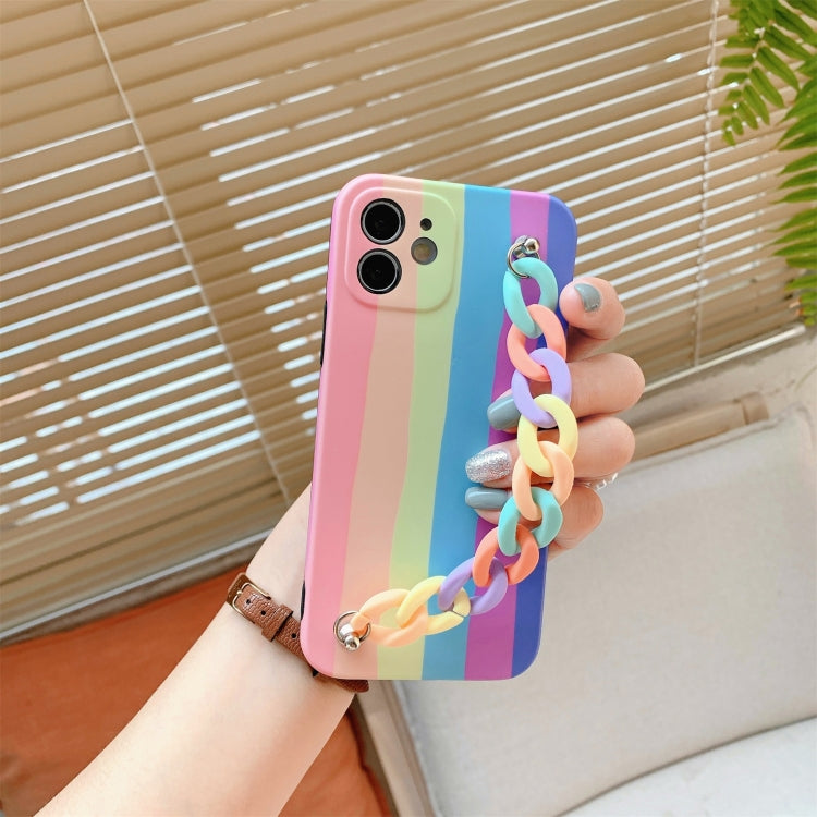 For iPhone 11 Pro Max Rainbow Shockproof Protective Case with Rainbow Bracelet