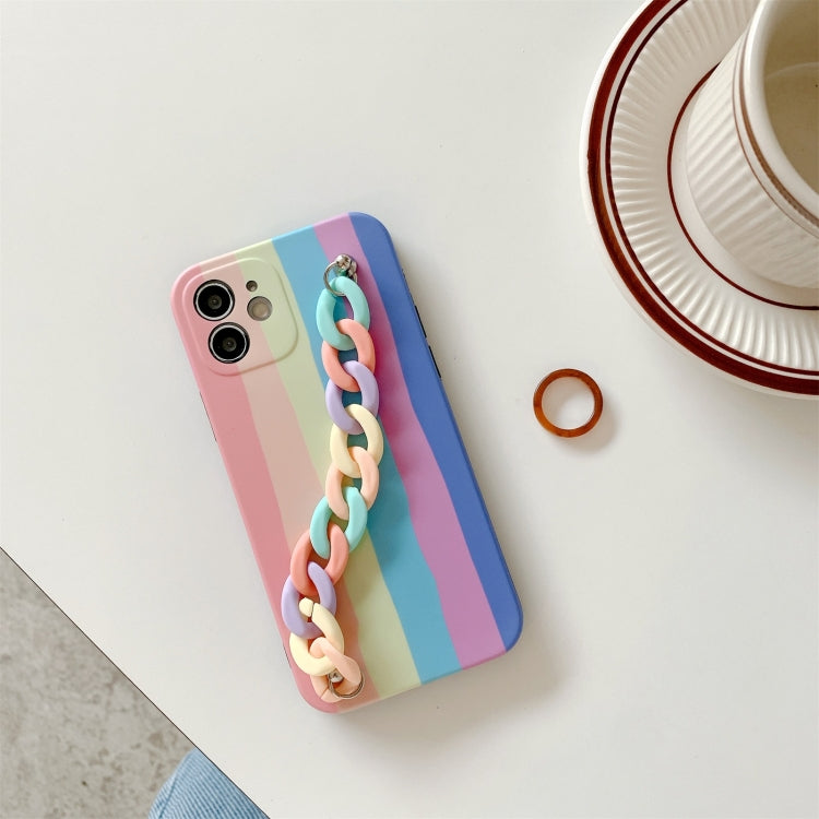 For iPhone 12 Rainbow Shockproof Protective Case with Rainbow Bracelet