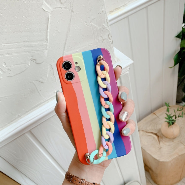 For iPhone 12 Pro Rainbow Shockproof Protective Case with Rainbow Bracelet