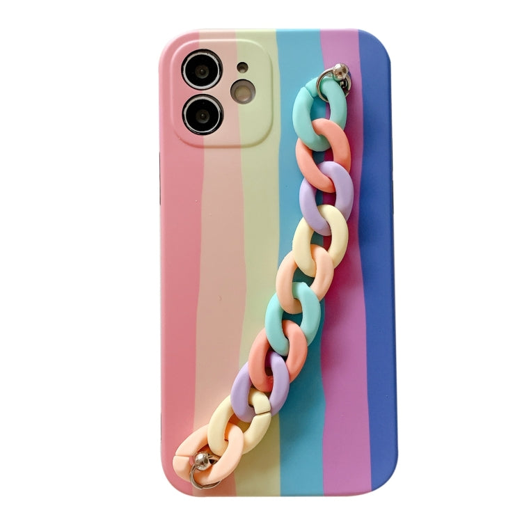 For iPhone 12 Pro Rainbow Shockproof Protective Case with Rainbow Bracelet