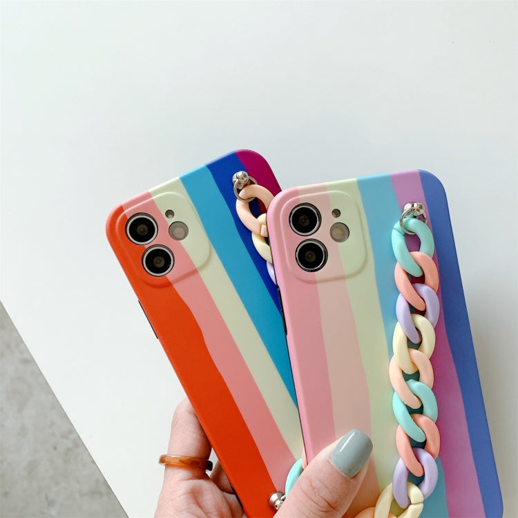 For iPhone 12 Pro Rainbow Shockproof Protective Case with Rainbow Bracelet