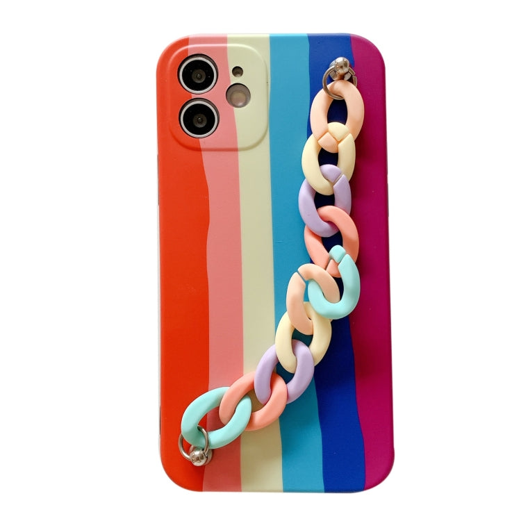 For iPhone 12 Pro Max Rainbow Shockproof Protective Case with Rainbow Bracelet