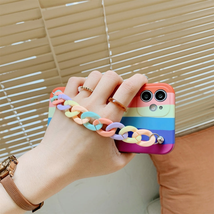For iPhone 12 Pro Max Rainbow Shockproof Protective Case with Rainbow Bracelet
