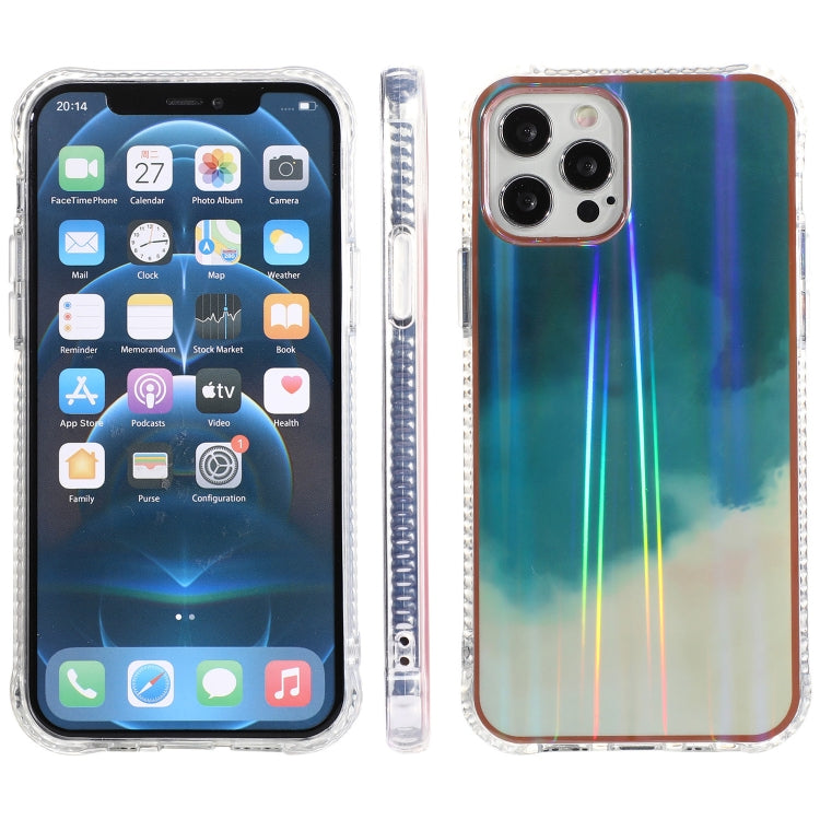For iPhone 12 / 12 Pro IMD Rendering Watercolor Aurora Pattern Shockproof TPU + PC Protective Case
