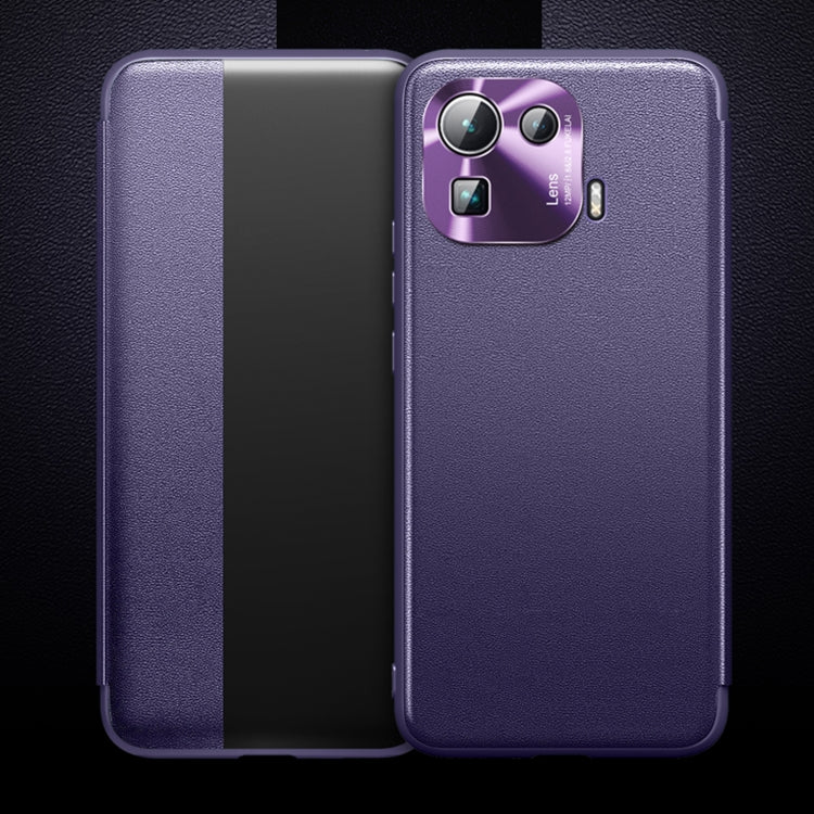 For Xiaomi Mi 11 Pro Magnetic Side Window View Shockproof Horizontal Flip Leather Case
