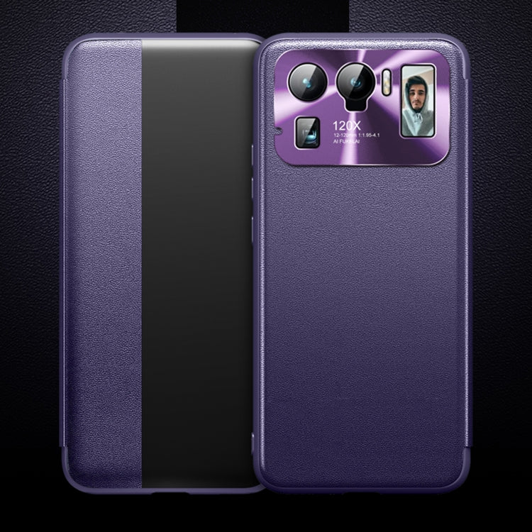 For Xiaomi Mi 11 Ultra Magnetic Side Window View Shockproof Horizontal Flip Leather Case