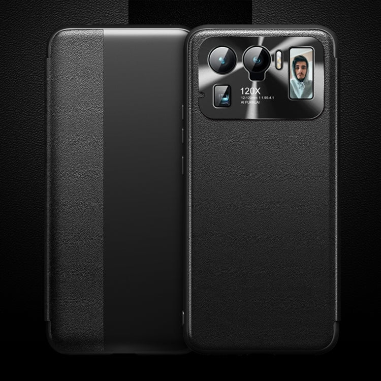 For Xiaomi Mi 11 Ultra Magnetic Side Window View Shockproof Horizontal Flip Leather Case