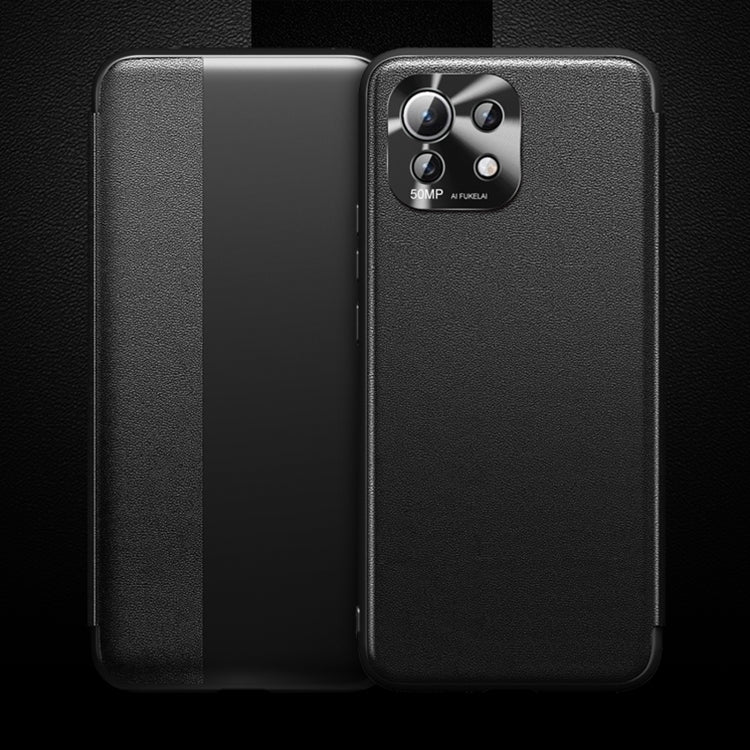For Xiaomi Mi 11 Lite Magnetic Side Window View Shockproof Horizontal Flip Leather Case