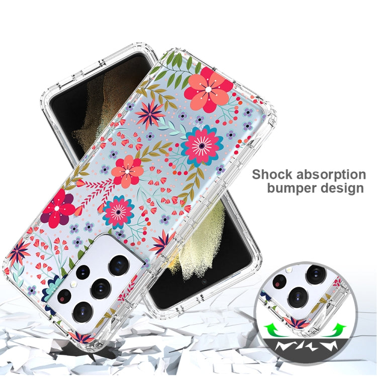 For Samsung Galaxy S21 Ultra 5G 2 in 1 High Transparent Painted Shockproof PC + TPU Protective Case