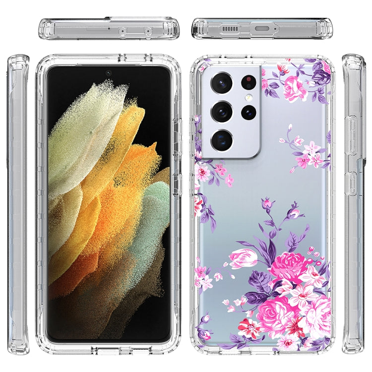 For Samsung Galaxy S21 Ultra 5G 2 in 1 High Transparent Painted Shockproof PC + TPU Protective Case
