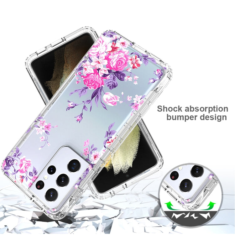 For Samsung Galaxy S21 Ultra 5G 2 in 1 High Transparent Painted Shockproof PC + TPU Protective Case
