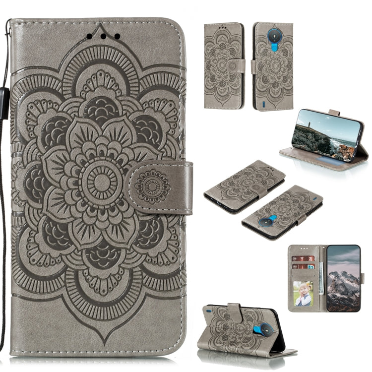 For Nokia 1.4 Mandala Embossing Pattern Horizontal Flip PU Leather Case with Holder & Card Slots & Wallet & Lanyard