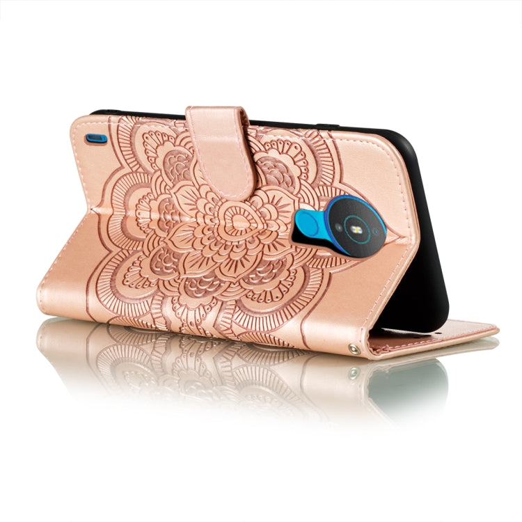 For Nokia 1.4 Mandala Embossing Pattern Horizontal Flip PU Leather Case with Holder & Card Slots & Wallet & Lanyard