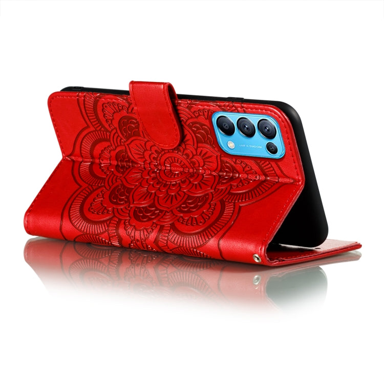 For OPPO Reno5 5G / Find X3 Lite Mandala Embossing Pattern Horizontal Flip PU Leather Case with Holder & Card Slots & Wallet & Lanyard