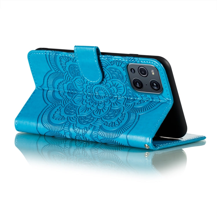 For OPPO Find X3 / Find X3 Pro Mandala Embossing Pattern Horizontal Flip PU Leather Case with Holder & Card Slots & Wallet & Lanyard