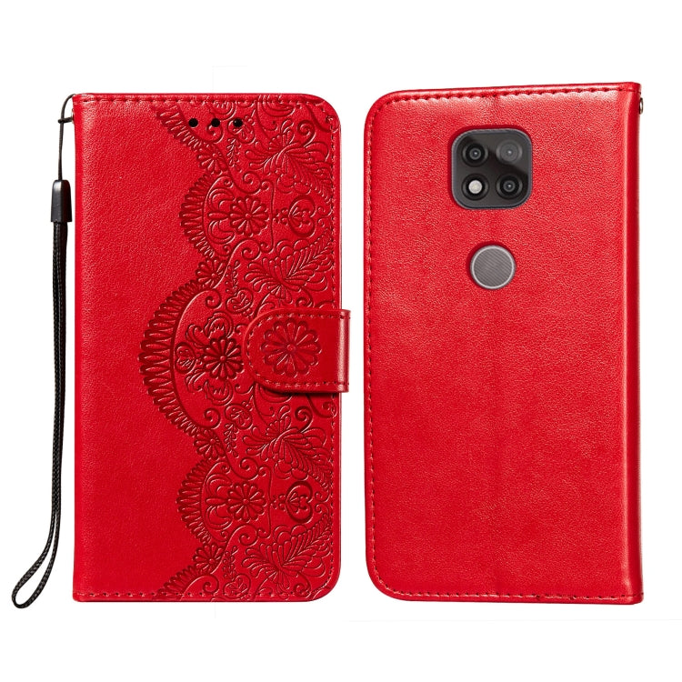 For Motorola Moto G Power (2021) Flower Vine Embossing Pattern Horizontal Flip Leather Case with Card Slot & Holder & Wallet & Lanyard