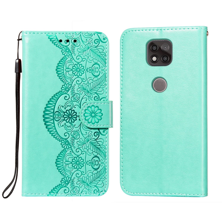 For Motorola Moto G Power (2021) Flower Vine Embossing Pattern Horizontal Flip Leather Case with Card Slot & Holder & Wallet & Lanyard