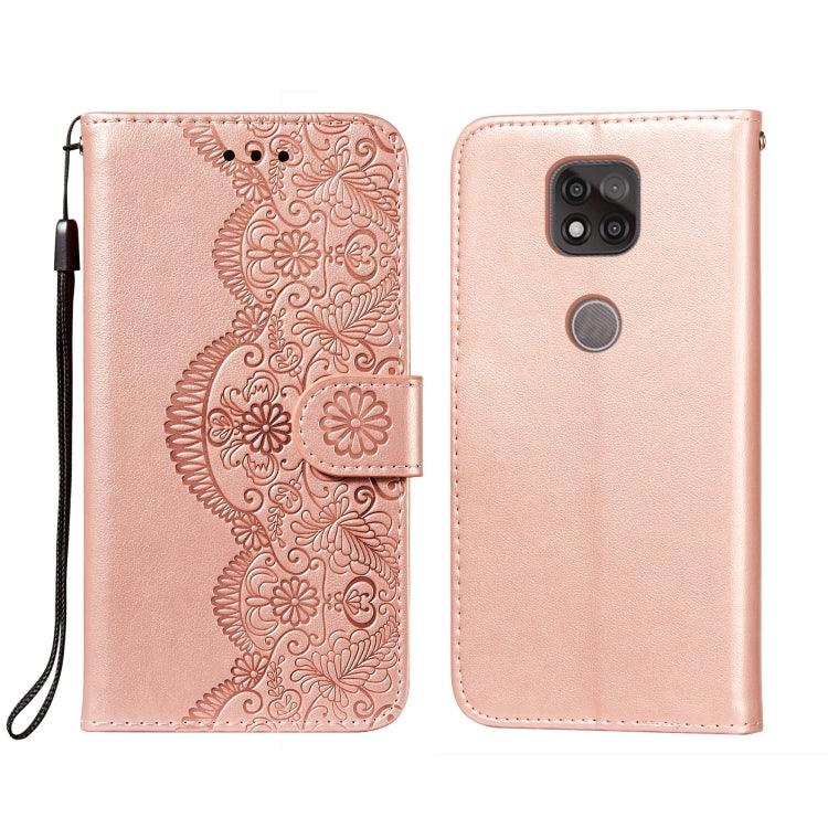 For Motorola Moto G Power (2021) Flower Vine Embossing Pattern Horizontal Flip Leather Case with Card Slot & Holder & Wallet & Lanyard