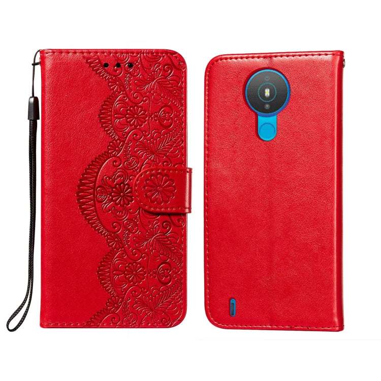 For Nokia 1.4 Flower Vine Embossing Pattern Horizontal Flip Leather Case with Card Slot & Holder & Wallet & Lanyard