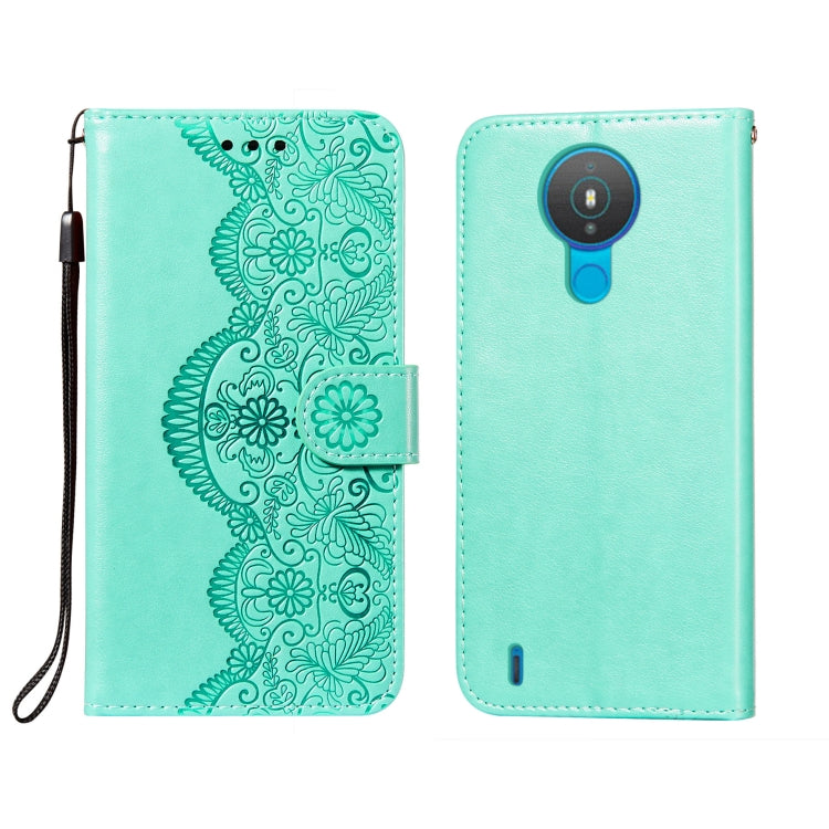 For Nokia 1.4 Flower Vine Embossing Pattern Horizontal Flip Leather Case with Card Slot & Holder & Wallet & Lanyard