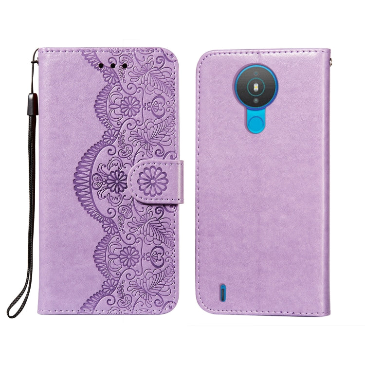 For Nokia 1.4 Flower Vine Embossing Pattern Horizontal Flip Leather Case with Card Slot & Holder & Wallet & Lanyard