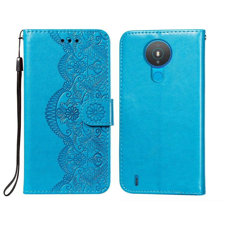 For Nokia 1.4 Flower Vine Embossing Pattern Horizontal Flip Leather Case with Card Slot & Holder & Wallet & Lanyard