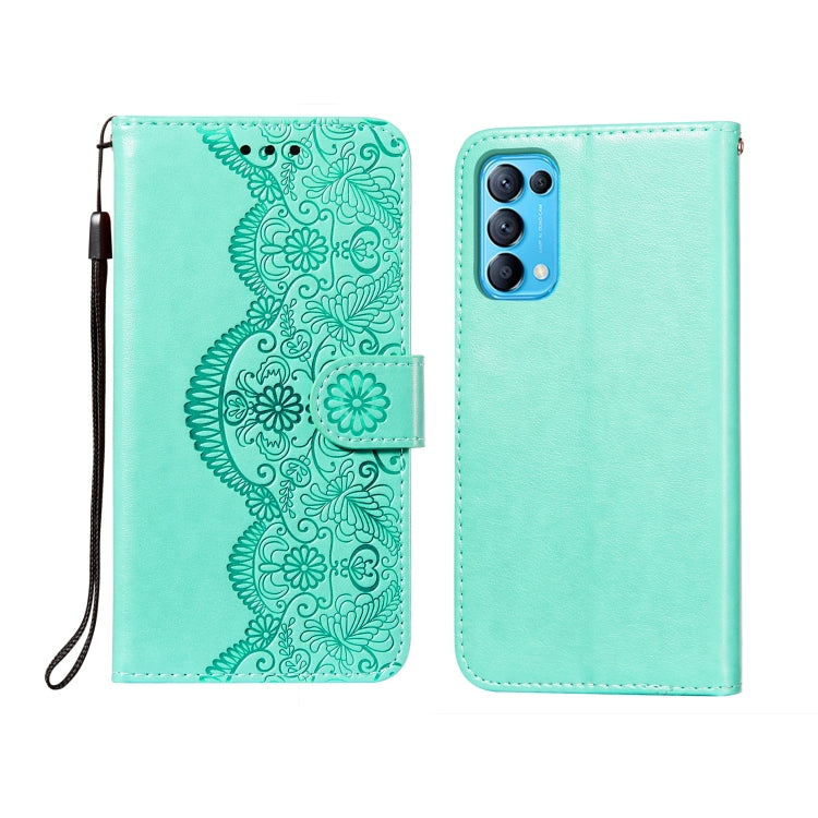 For OPPO Find X3 Lite / Reno5 5G Flower Vine Embossing Pattern Horizontal Flip Leather Case with Card Slot & Holder & Wallet & Lanyard