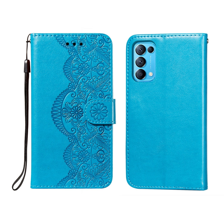 For OPPO Find X3 Lite / Reno5 5G Flower Vine Embossing Pattern Horizontal Flip Leather Case with Card Slot & Holder & Wallet & Lanyard