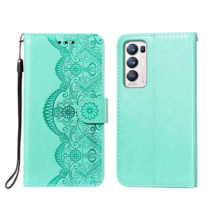 For OPPO Find X3 Neo / Reno5 Pro Plus 5G Flower Vine Embossing Pattern Horizontal Flip Leather Case with Card Slot & Holder & Wallet & Lanyard